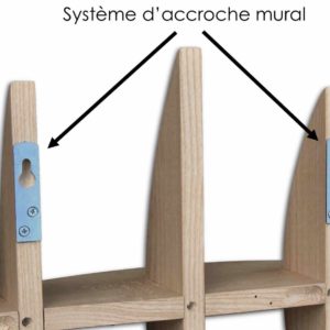 étagère murale vue de derrière avec système d'accroche