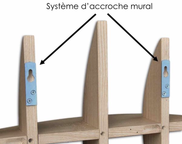 étagère murale vue de derrière avec système d'accroche