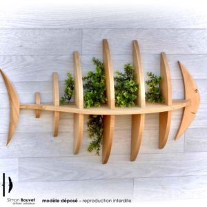 étagère poisson 80cm vue de face avec plantes vertes
