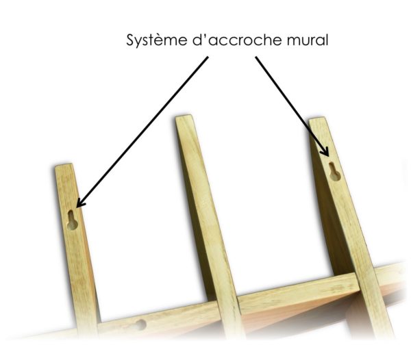 étagère murale vue de derrière avec système d'accroche