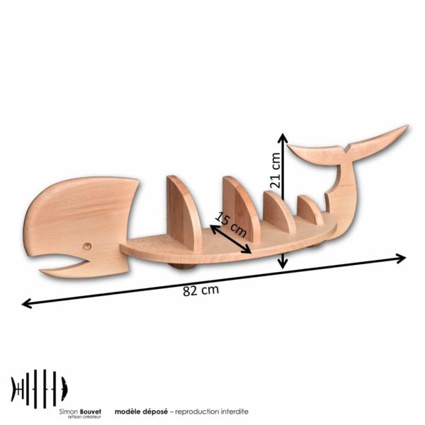 dimensions étagère baleine, longueur, hauteur, profondeur en cm : 82 x 21 x 15