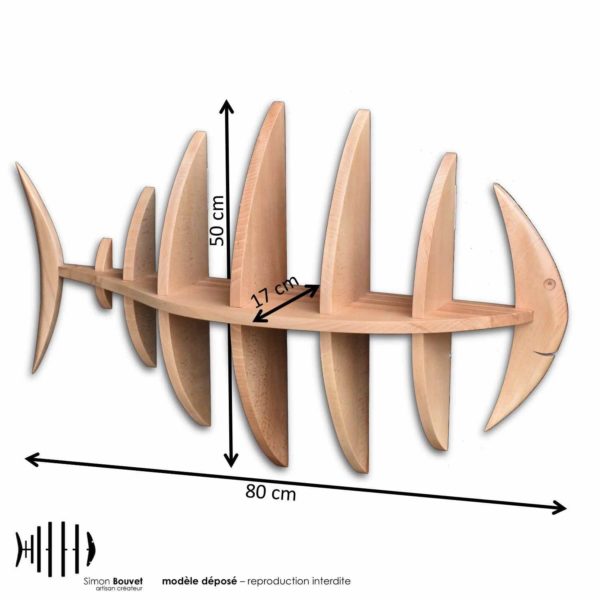 dimensions étagère poisson, longueur, hauteur, profondeur en cm : 80 x 50 x 17