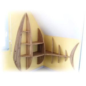 étagère murale d'angle en forme de poisson