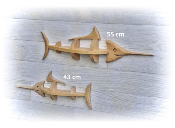 image montrant les différences de proportions entre l'espadon 43cm et l'espadon 55cm