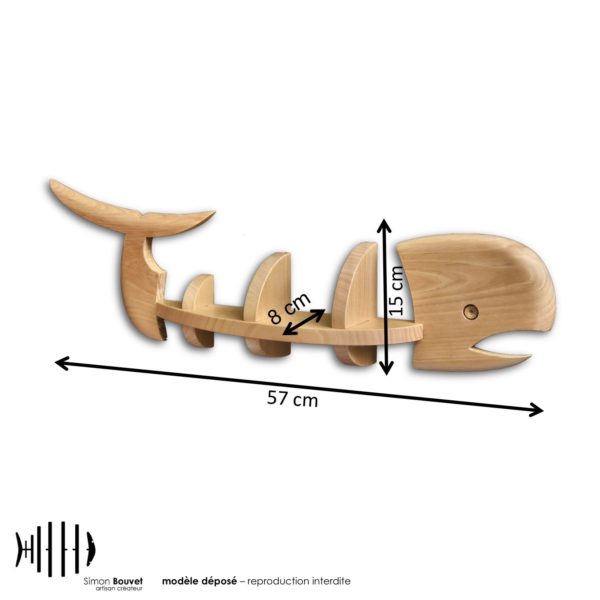 dimensions de la baleine, longueur, hauteur, profondeur en cm : 57 x 15 x 8