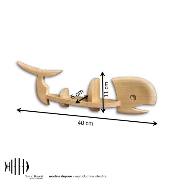 dimensions de la baleine, longueur, hauteur, profondeur en cm : 40 x 11 x 5
